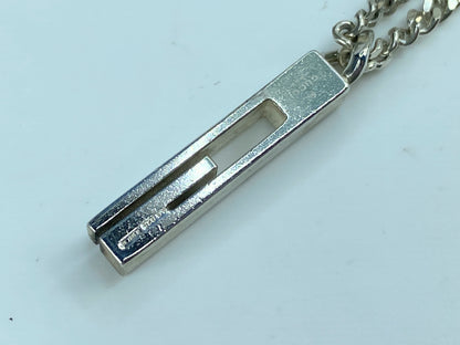 Authentic Men's GUCCI G Mark pendant drop sterling Necklace w Dust Bag JR825