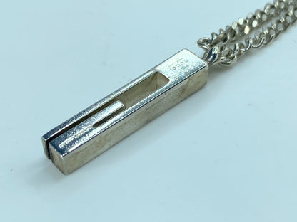 Authentic Men's GUCCI G Mark pendant drop sterling Necklace w Dust Bag JR825