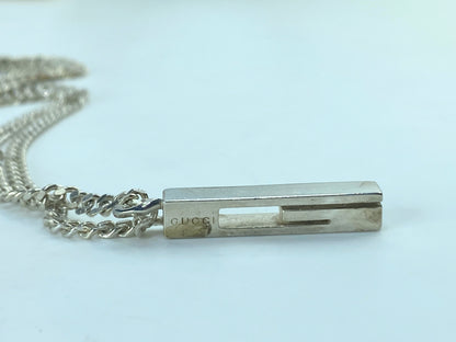 Authentic Men's GUCCI G Mark pendant drop sterling Necklace w Dust Bag JR825