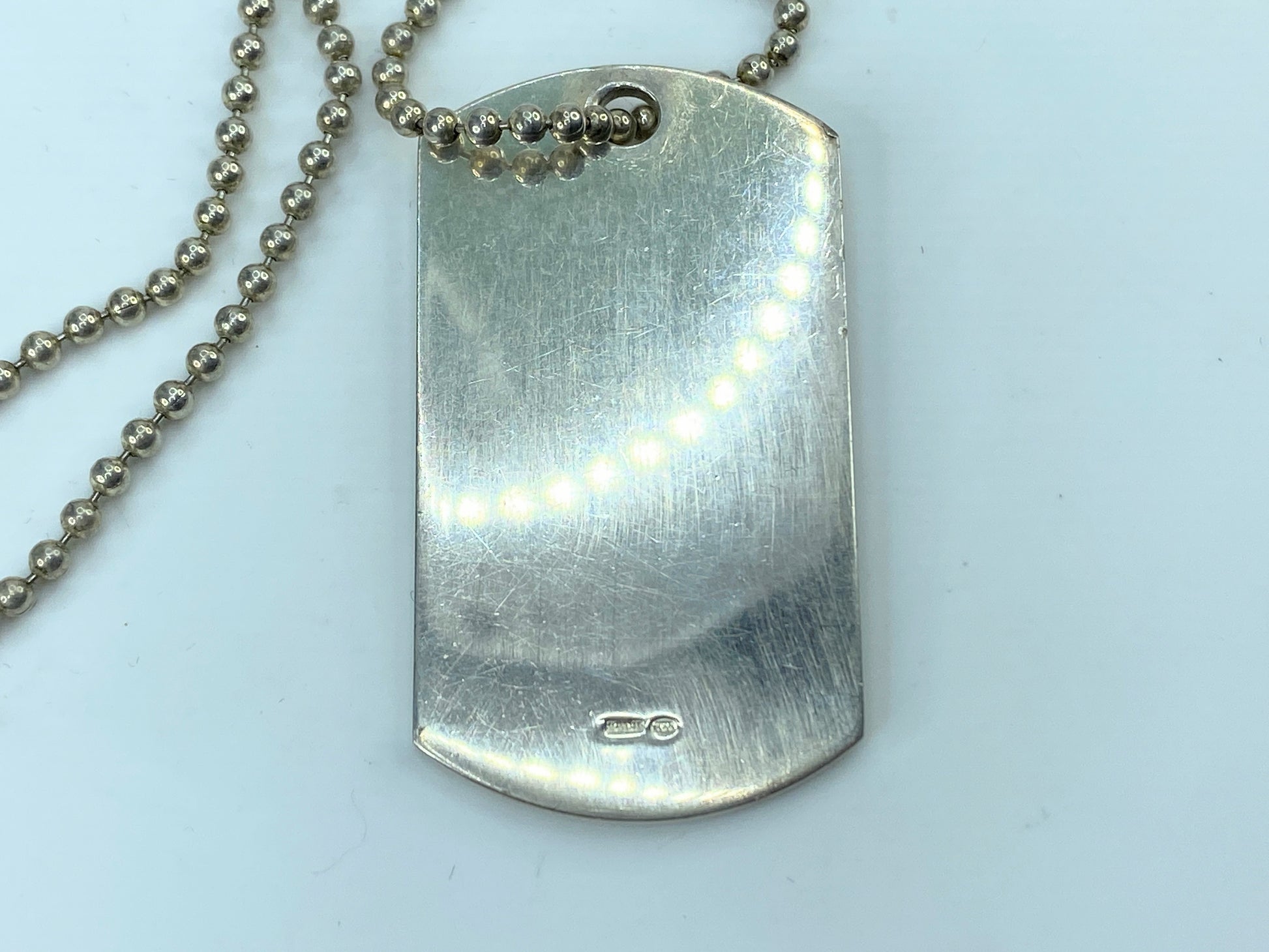 Gucci Dog Tag Pendant Necklace Sterling Silver 925 Made in Italy 22" 31g JR286