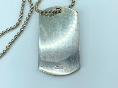 Gucci Dog Tag Pendant Necklace Sterling Silver 925 Made in Italy 22" 31g JR286