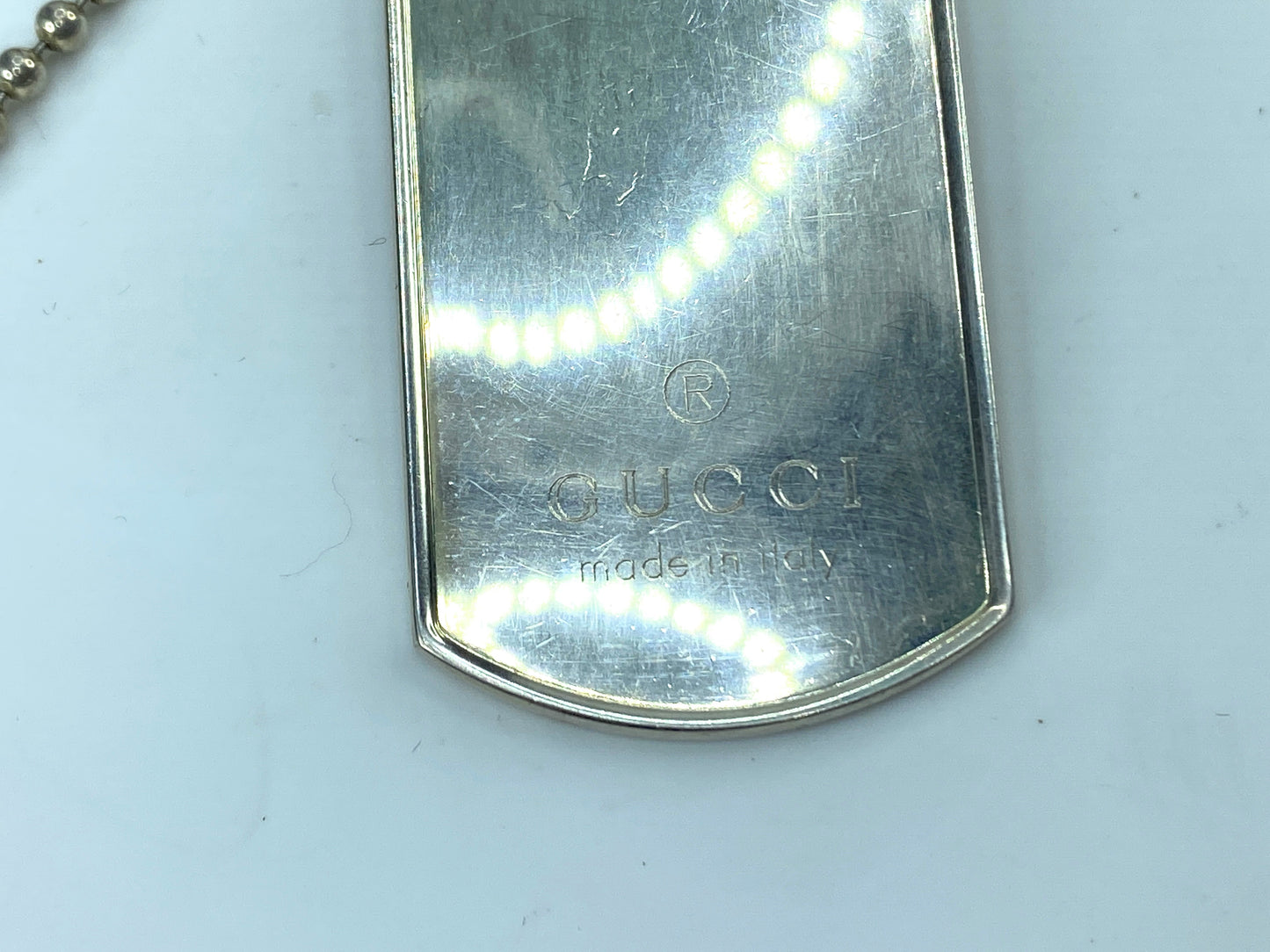 Gucci Dog Tag Pendant Necklace Sterling Silver 925 Made in Italy 22" 31g JR286