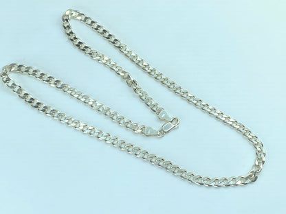 Birmingham marks Sterling Silver 925 flat Cuban Curb 5.5mm Necklace 24" JR826