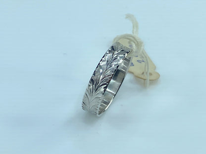 Art Deco 14K white gold 5.0mm decorated wedding band