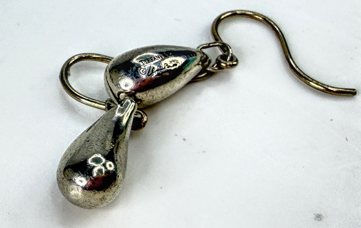 Tiffany & Co Elsa Peretti Sterling Silver Teardrop Hook Earrings 3.7g JR2044