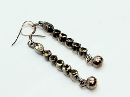 Vintage Sterling Silver Yellow Topaz Marquise Drop Dangle Earrings JR1315