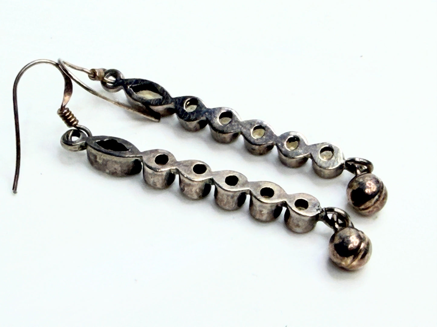 Vintage Sterling Silver Yellow Topaz Marquise Drop Dangle Earrings JR1315