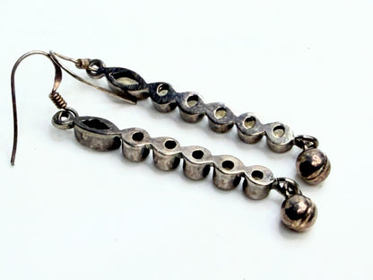 Vintage Sterling Silver Yellow Topaz Marquise Drop Dangle Earrings JR1315