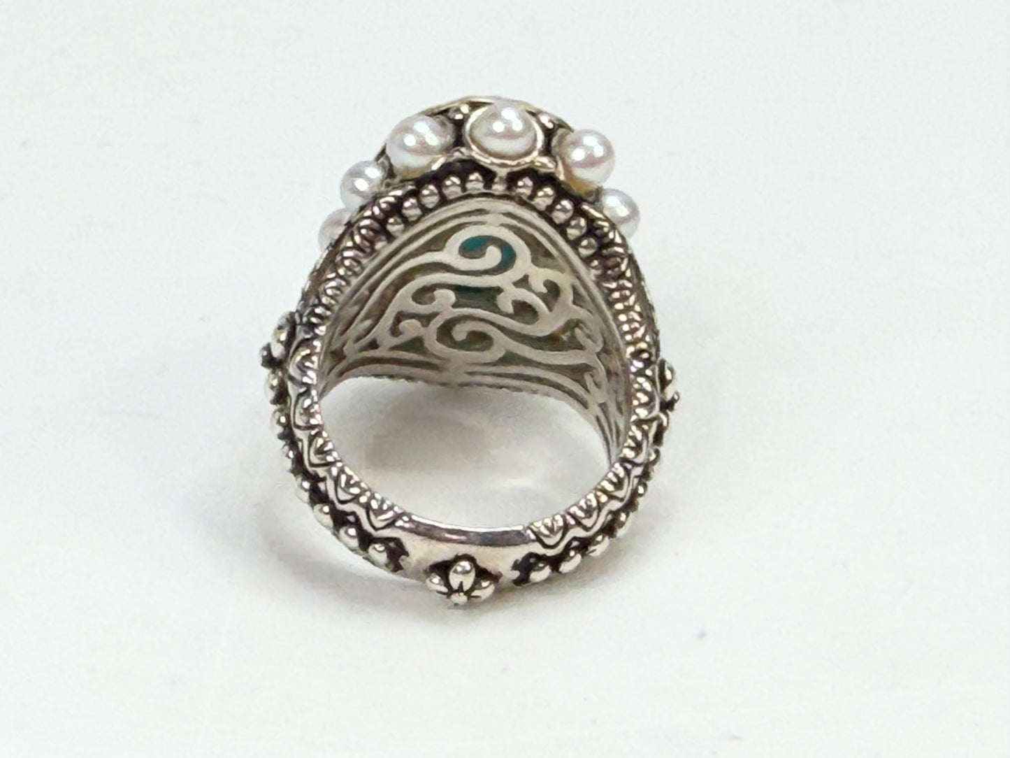 Vintage Turquoise Pearl Barbara Bixby 925 18K Ring Size 6 JR1316