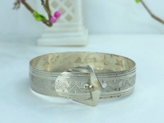 Handmade Sterling Silver 13mm etched Bucket belt children bangle 5.75" 11g JR829