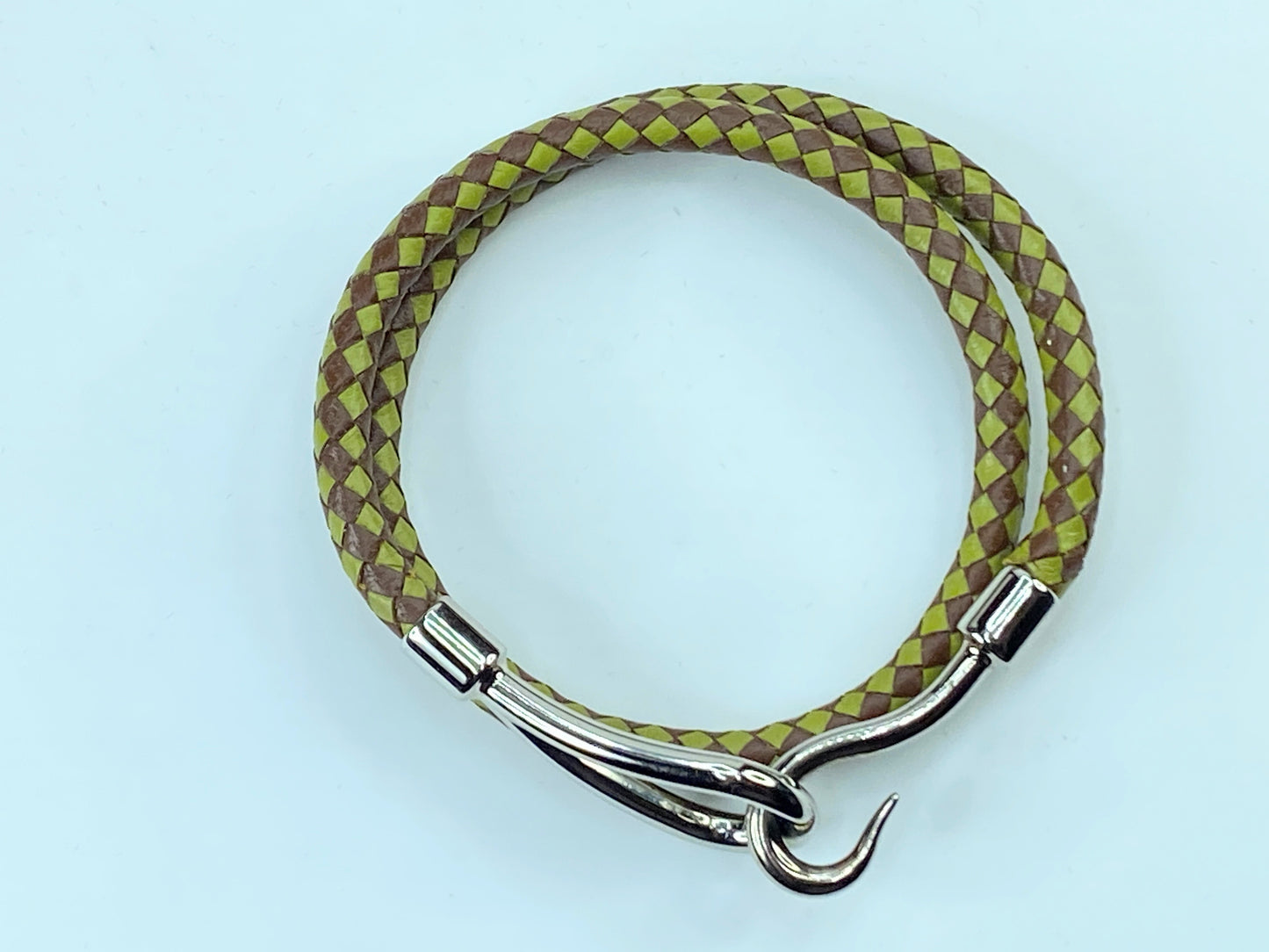 Hermes Exquisite Unisex Jumbo two-tone green leather double wrap bracelet GS378