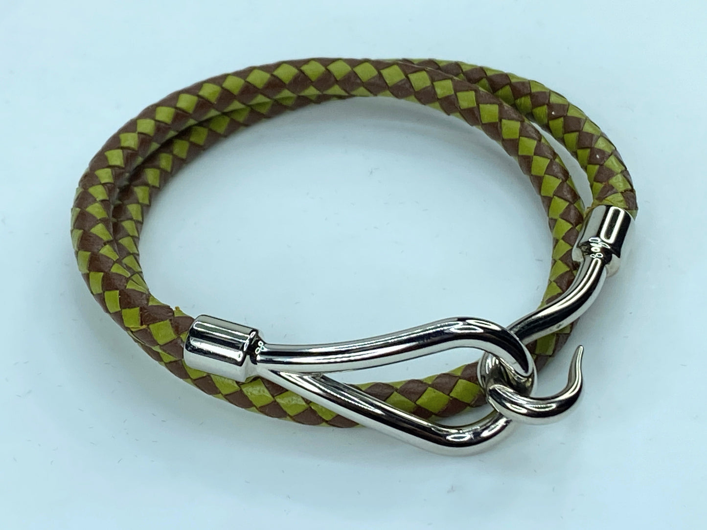 Hermes Exquisite Unisex Jumbo two-tone green leather double wrap bracelet GS378