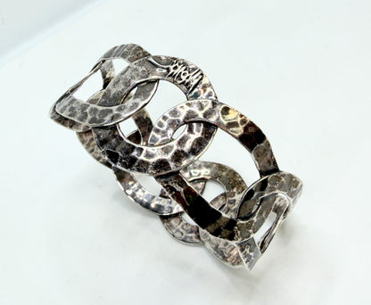 Vintage IPPOLITA Hammered Oval Link stackable Sterling Silver Bracelet JR1318