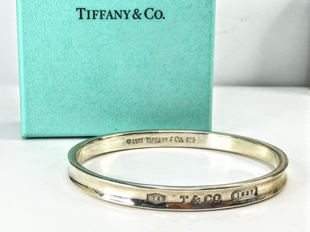 Tiffany & Co. Vintage 1837 Sterling Silver 7mm Bangle Bracelet 32g 7.5" JR2048
