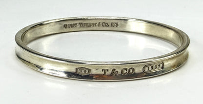 Tiffany & Co. Vintage 1837 Sterling Silver 7mm Bangle Bracelet 32g 7.5" JR2048