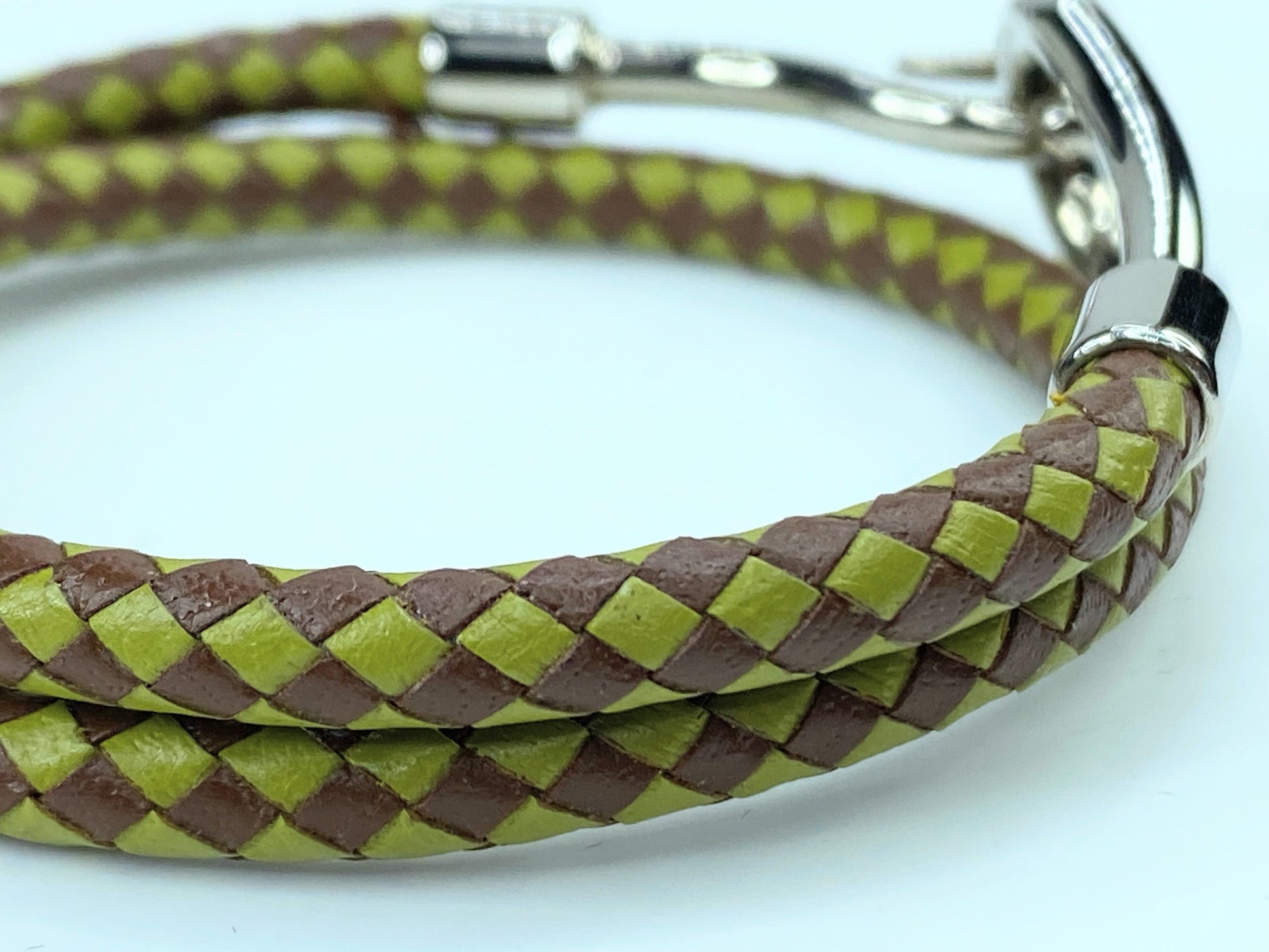 Hermes Exquisite Unisex Jumbo two-tone green leather double wrap bracelet GS378