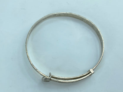 Art Deco Sterling Silver 4.5mm Floral expandable children bangle 5" 6.1g JR830