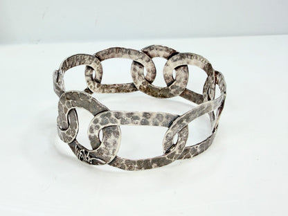 Vintage IPPOLITA Hammered Oval Link stackable Sterling Silver Bracelet JR1318