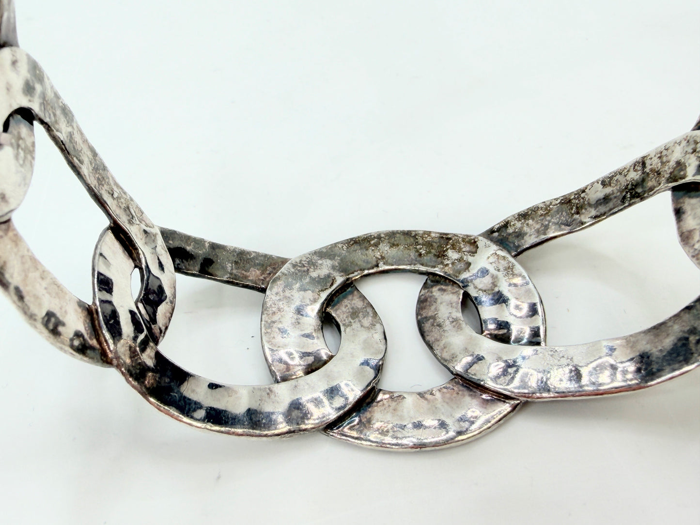 Vintage IPPOLITA Hammered Oval Link stackable Sterling Silver Bracelet JR1318