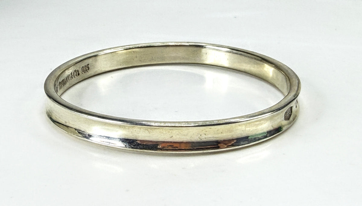 Tiffany & Co. Vintage 1837 Sterling Silver 7mm Bangle Bracelet 32g 7.5" JR2048