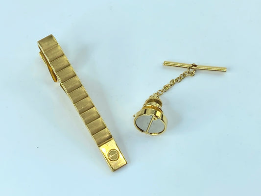 Dunhill Gold Plated Tie tag and Tie bar clip set GS379