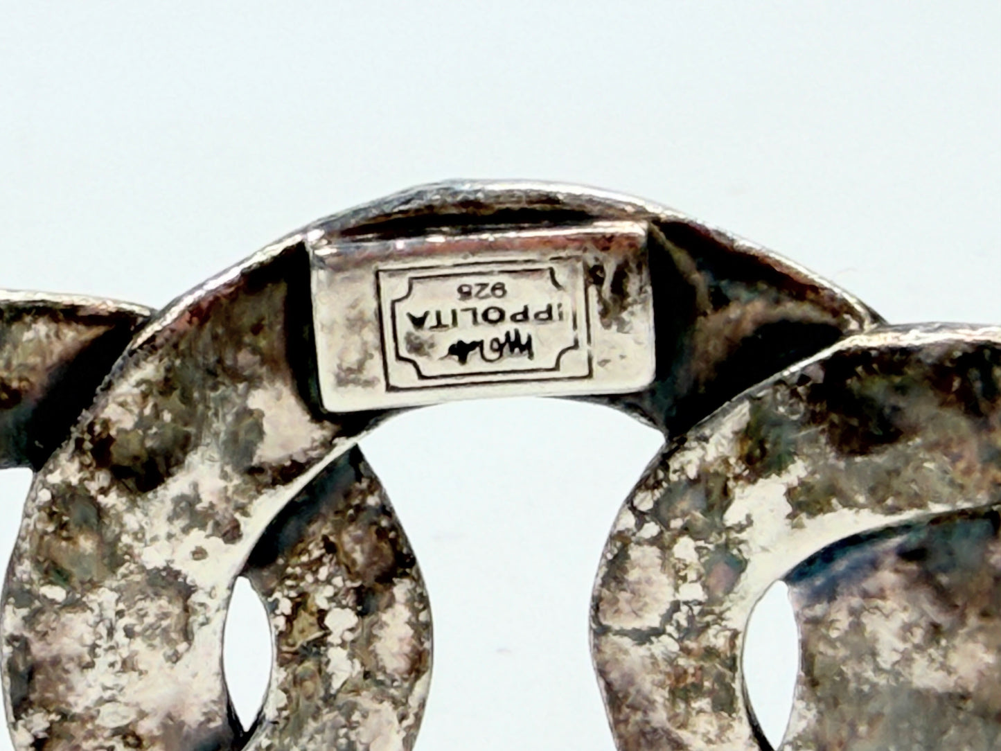 Vintage IPPOLITA Hammered Oval Link stackable Sterling Silver Bracelet JR1318