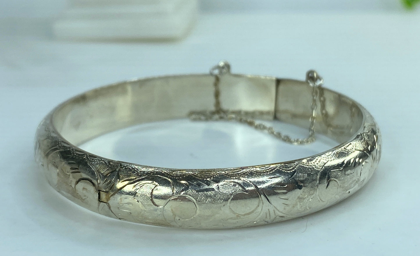 Heirloom 10mm Sterling Silver 925 Hand-Etched 1960s Wedding Bracelet 6.75"JR831