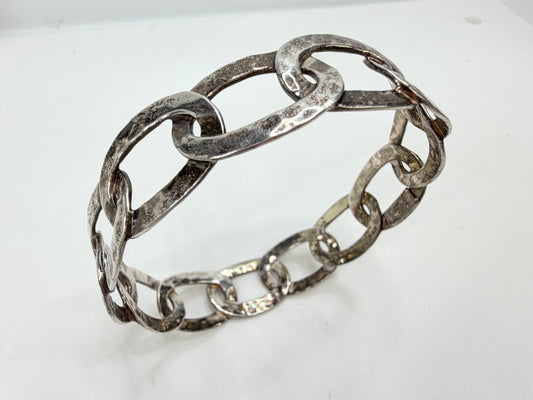 Vintage Ippolita Sterling Silver Hammer stackable Link Cuff Bracelet JR1319