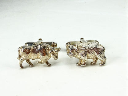 Tiffany & Co. Figural Bear and Bull Sterling Silver Cufflinks 9.2g SS482