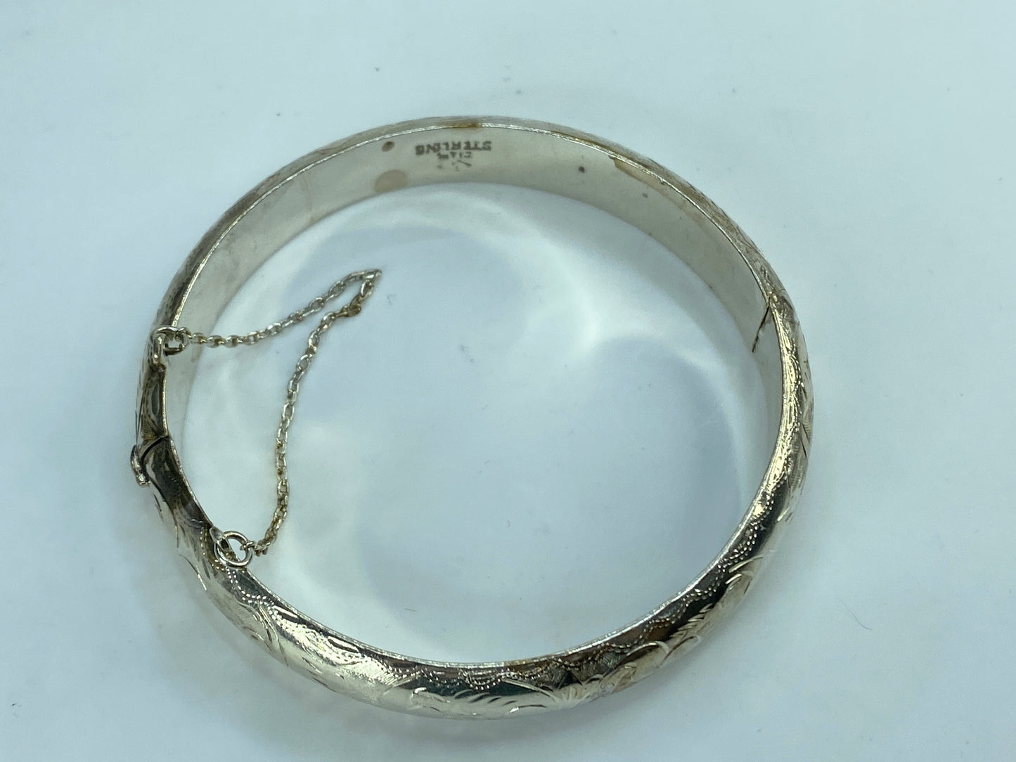 Heirloom 10mm Sterling Silver 925 Hand-Etched 1960s Wedding Bracelet 6.75"JR831