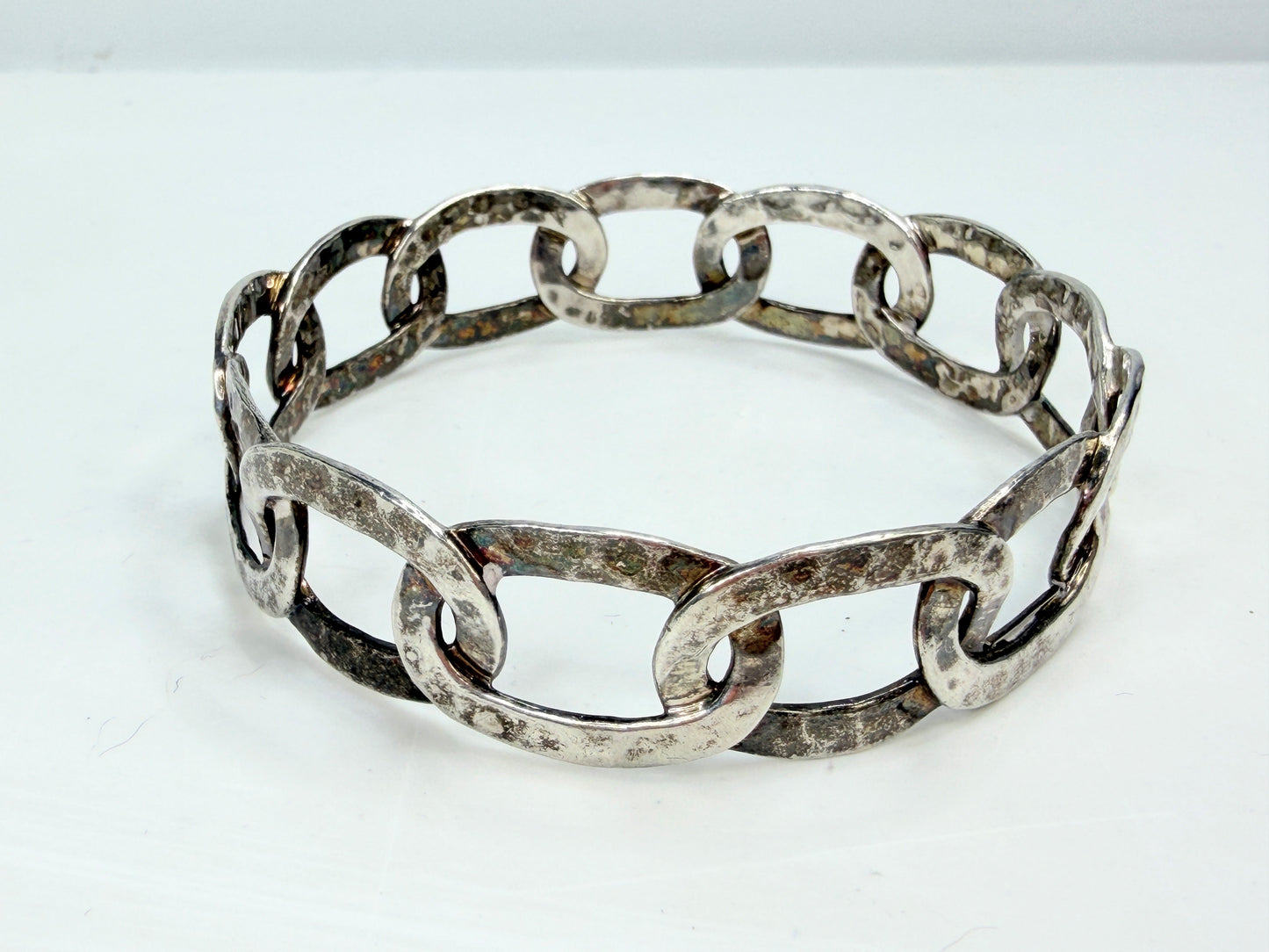 Vintage Ippolita Sterling Silver Hammer stackable Link Cuff Bracelet JR1319