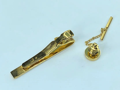 Dunhill Gold Plated Tie tag and Tie bar clip set GS379