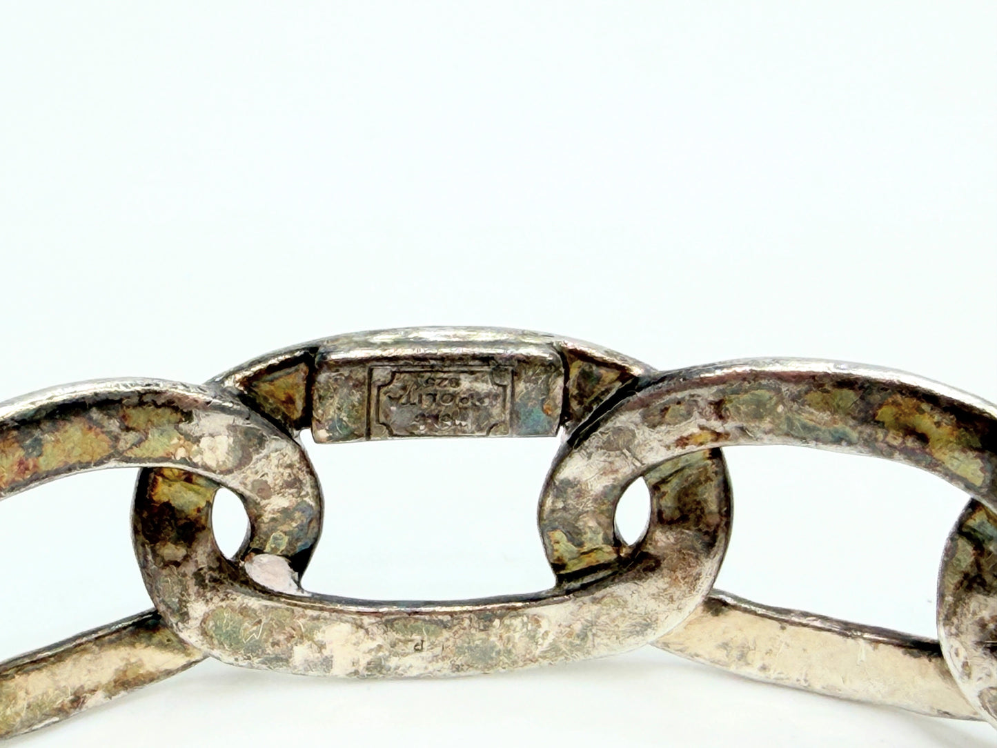 Vintage Ippolita Sterling Silver Hammer stackable Link Cuff Bracelet JR1319