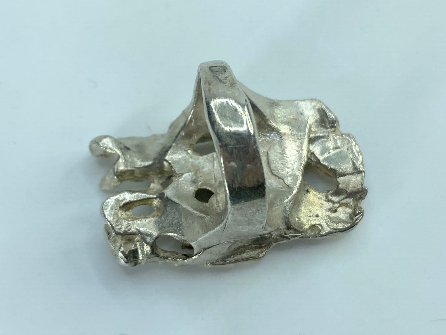 Solid Sterling Silver Brutality 1.5" Modernist Wood bark ring 22g s6.25 JR832