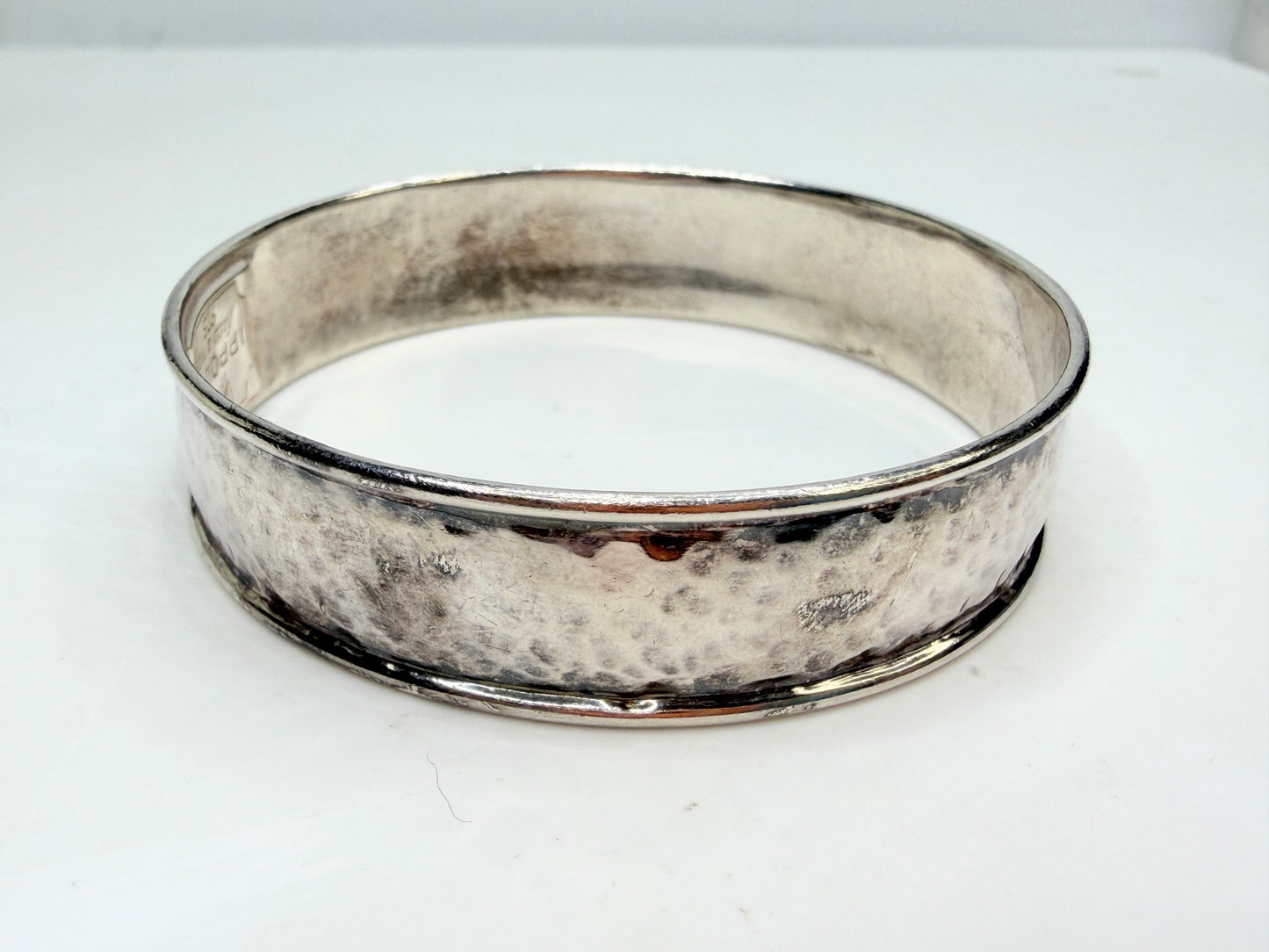 Vintage Ippolita Hammered Convex Sterling stackable Bangle Wide Style JR1322
