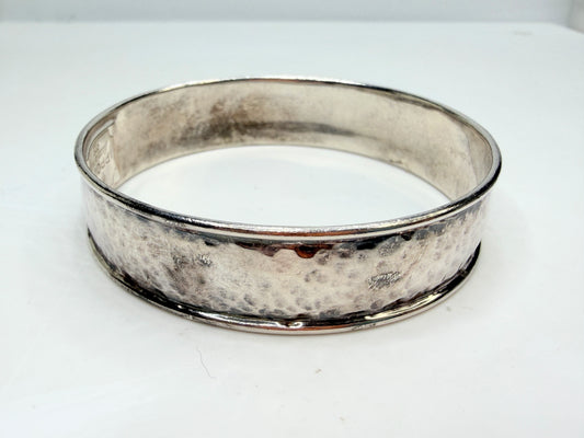 Vintage Ippolita Hammered Convex Sterling stackable Bangle Wide Style JR1322