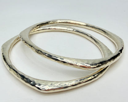 Vintage Ippolita Sterling Hammered Slim Bangle Bracelet Stackable 925 JR1321
