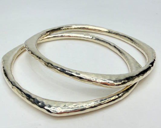 Vintage Ippolita Sterling Hammered Slim Bangle Bracelet Stackable 925 JR1321