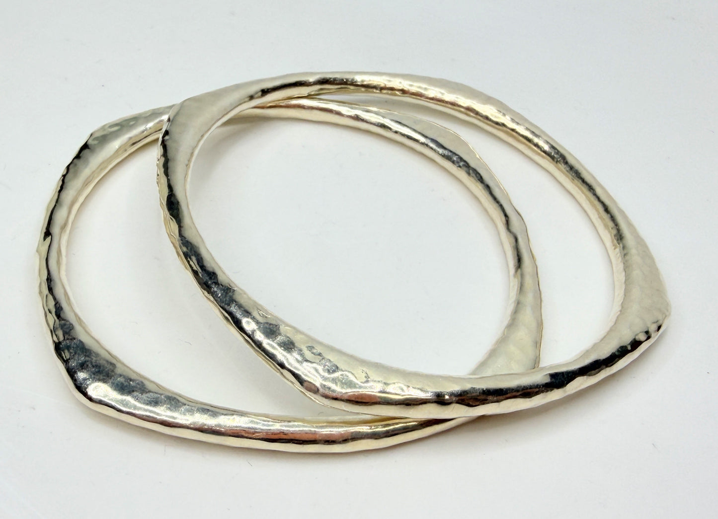 Vintage Ippolita Sterling Hammered Slim Bangle Bracelet Stackable 925 JR1321