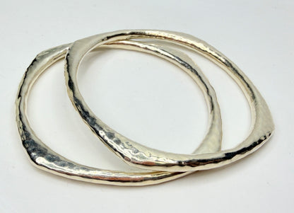 Vintage Ippolita Sterling Hammered Slim Bangle Bracelet Stackable 925 JR1321