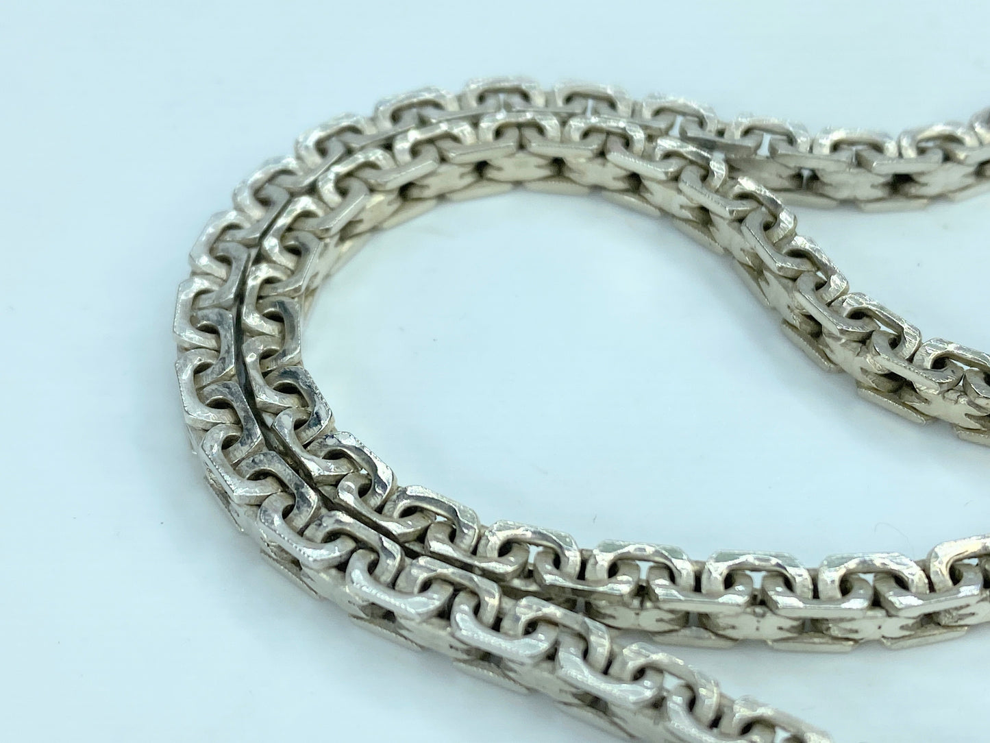 Silver Sterling 4mm 15.5 Inch Wheat Braid Link Rolo Chain Necklace 27.2g JR835