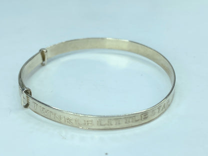 Sterling children bangle "Twinkle Twinkle Little Star, How.." carved 4" JR836