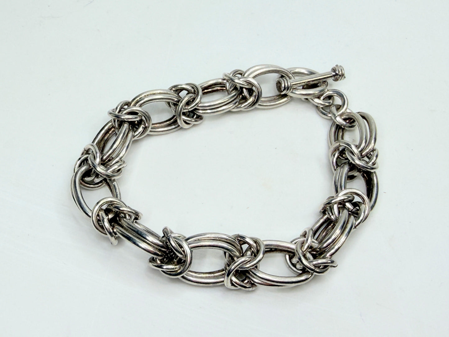 Solid Sterling Silver Multi Link Chain Bracelet Heavy 46.3g JR1353
