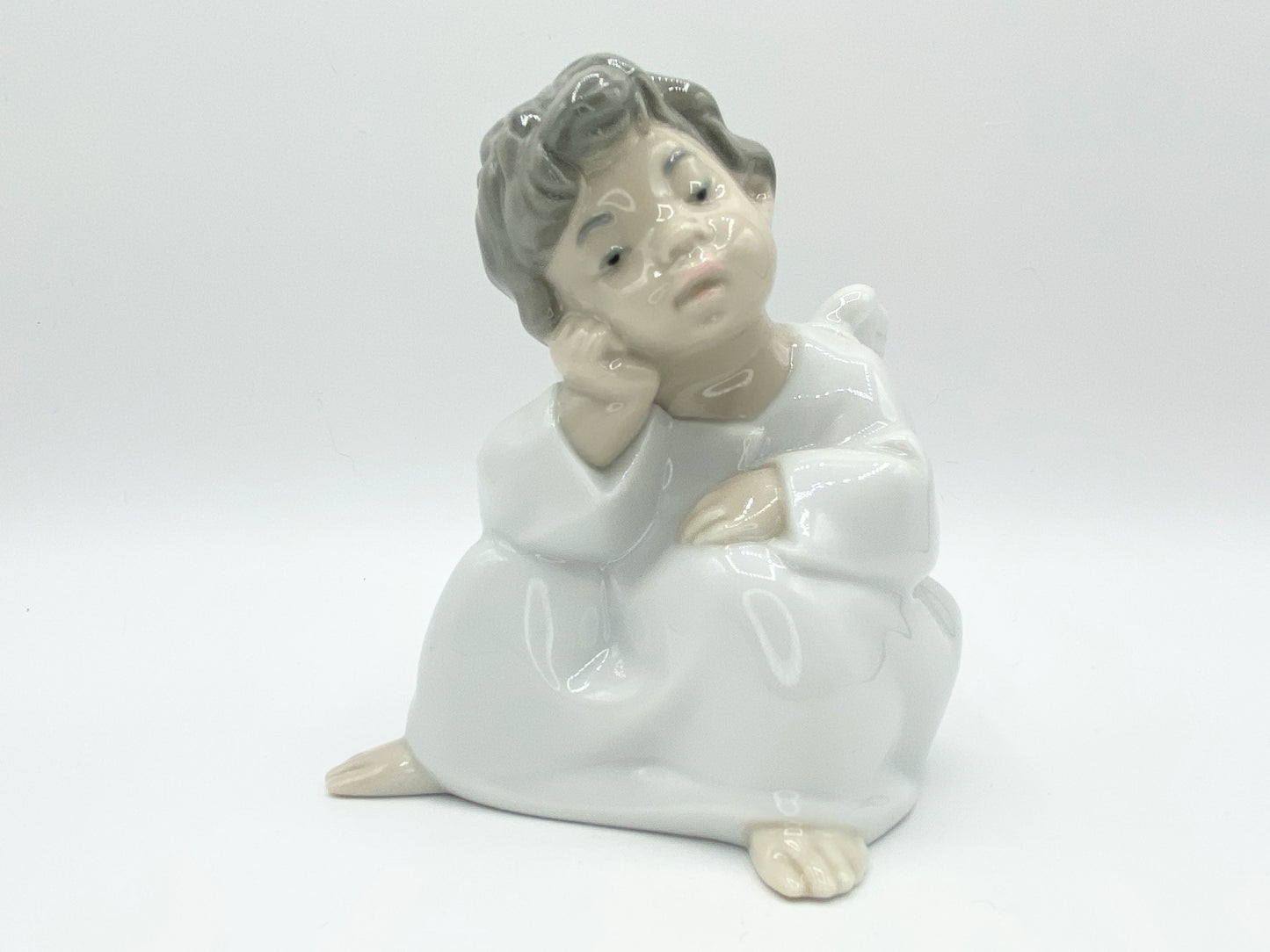 Lladro Angel Figurine Cherub Sitting Thinking Hand Made In Spain 1985 A123