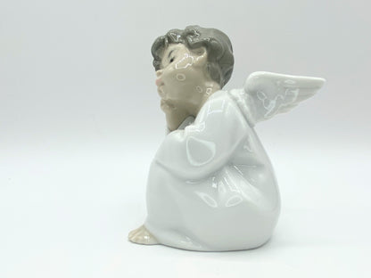 Lladro Angel Figurine Cherub Sitting Thinking Hand Made In Spain 1985 A123