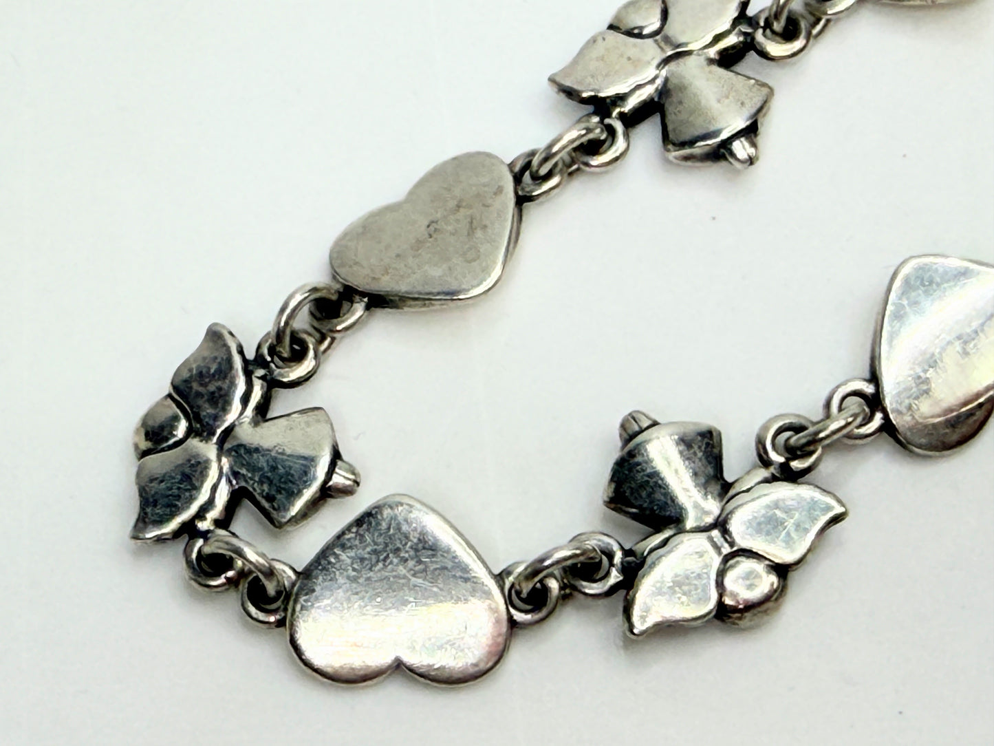 Rare Retired James Avery Sterling 925 Angel & Heart Link Bracelet w/box JR1324