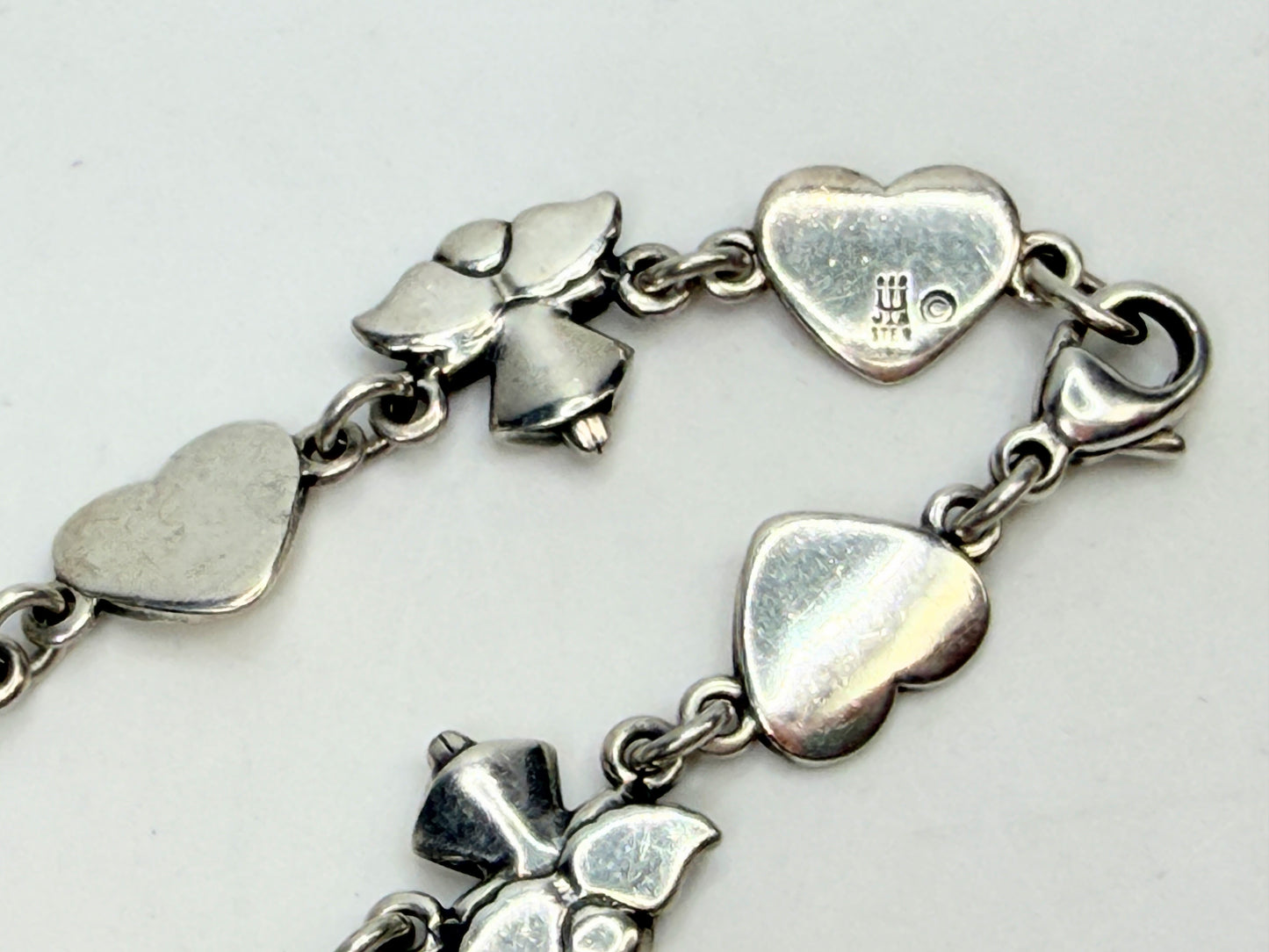 Rare Retired James Avery Sterling 925 Angel & Heart Link Bracelet w/box JR1324