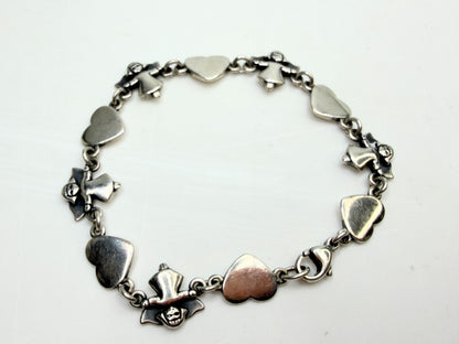 Rare Retired James Avery Sterling 925 Angel & Heart Link Bracelet w/box JR1324