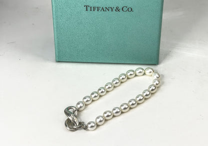 Vintage Tiffany & Co. Sterling Silver Cultured Pearl Infinity Bracelet JR2053