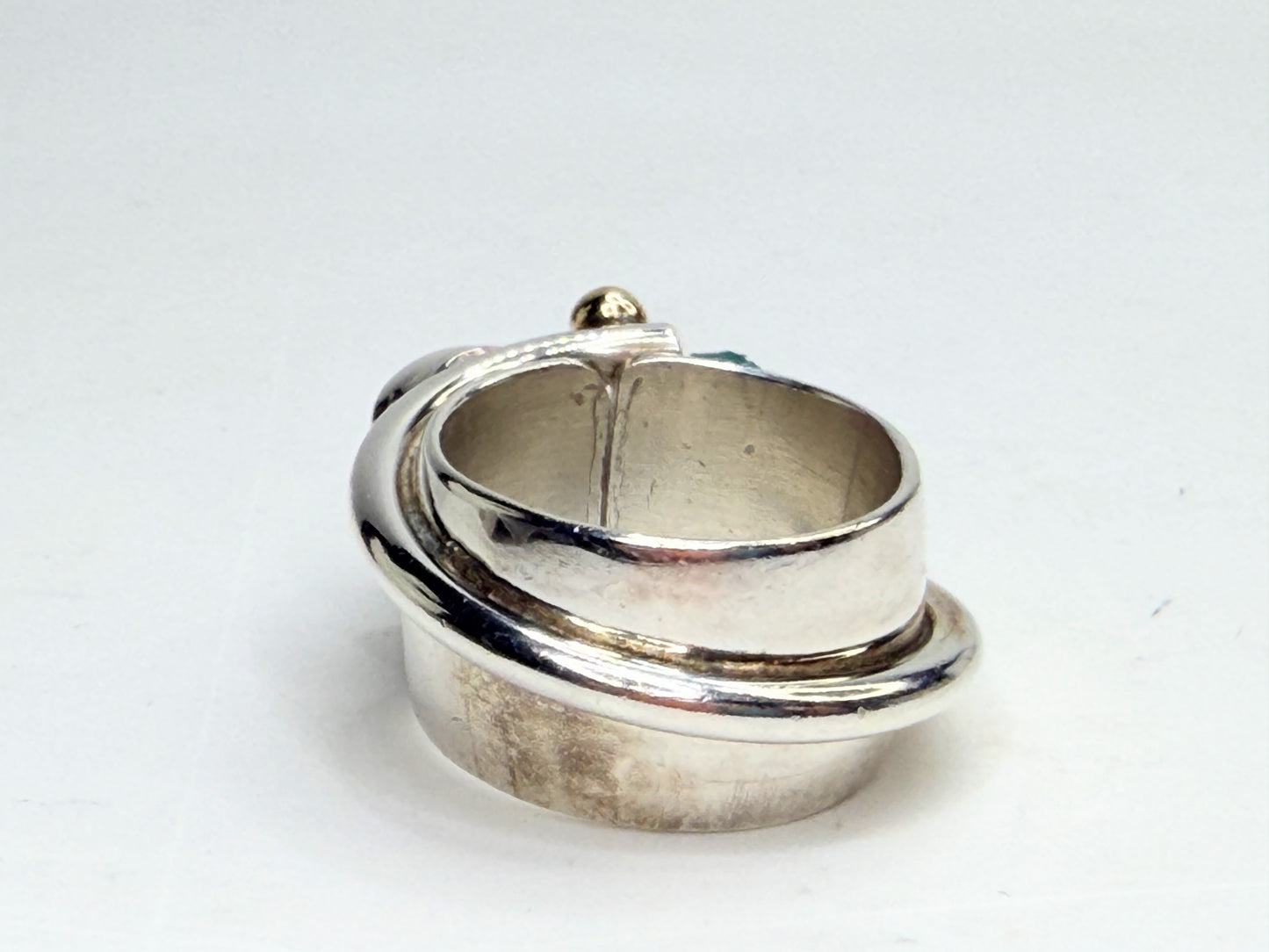 Lilly Barrack Sterling & 14K Turquoise organic Aquamarine Ring JR1325